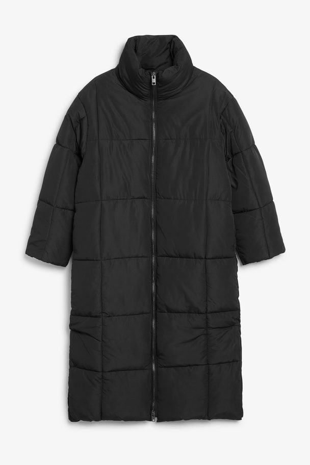 Monki Long Puffer Coat Black