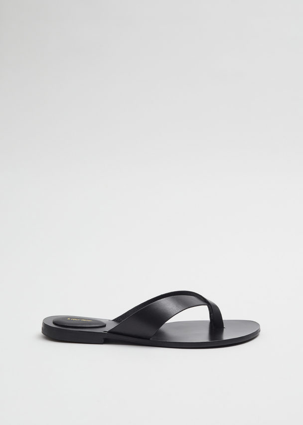 & Other Stories Leather Thong Sandal Black