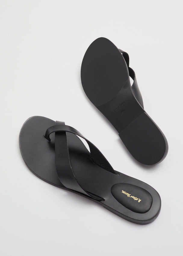& Other Stories Leather Thong Sandal Black