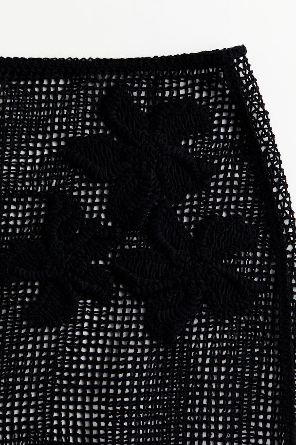 H&M Embroidered Beach Skirt Black