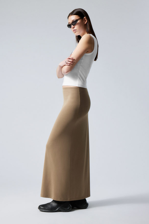 Weekday Signe Drapy Maxi Skirt Mörkbeige