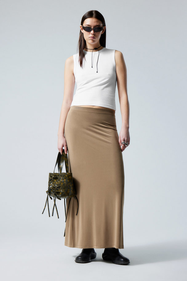 Weekday Signe Drapy Maxi Skirt Mörkbeige