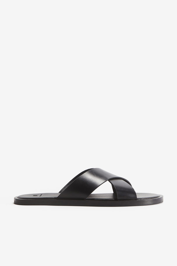 H&M Slip In-sandaler I Läder Svart