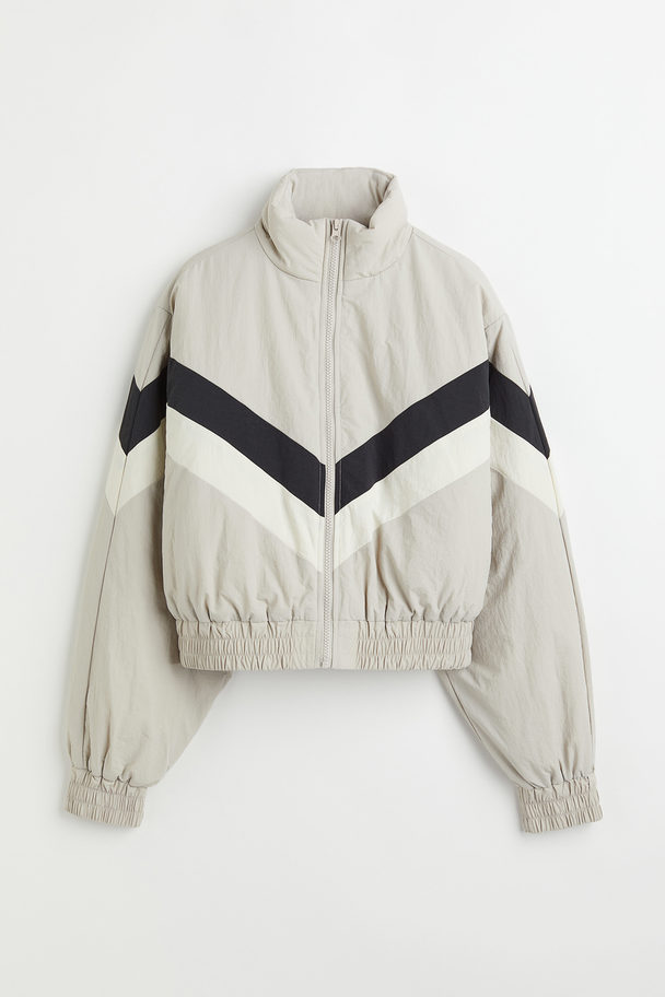 H&M Padded Nylon Jacket Greige/block-coloured