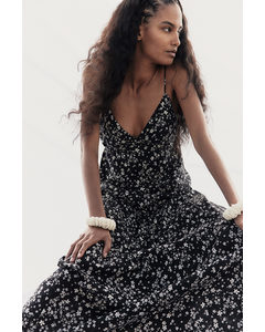 Long Strappy Dress Black/white Floral