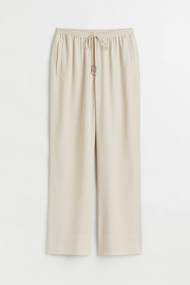 H&M Wide Pull-on Trousers Light Beige