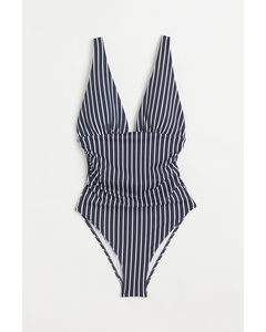 Shaping Swimsuit Dark Blue/striped