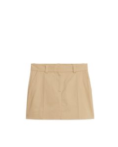 Cotton Mini Skirt Beige
