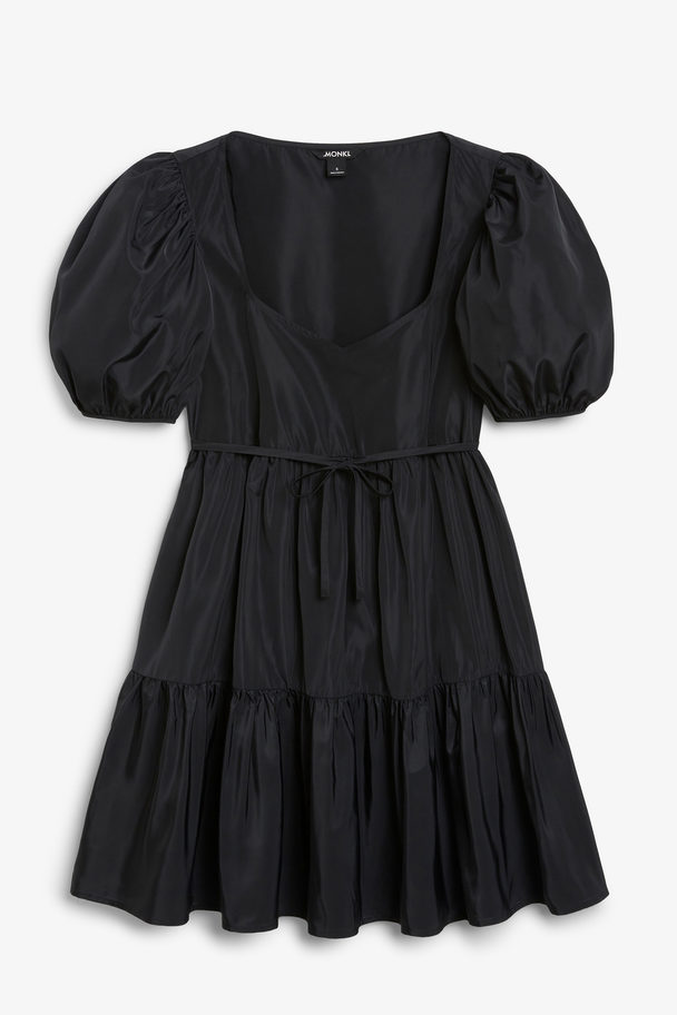Monki Black Puff Sleeve Babydoll Dress Black