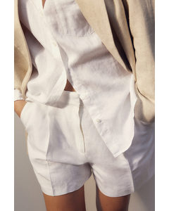 Linen-blend Shorts White