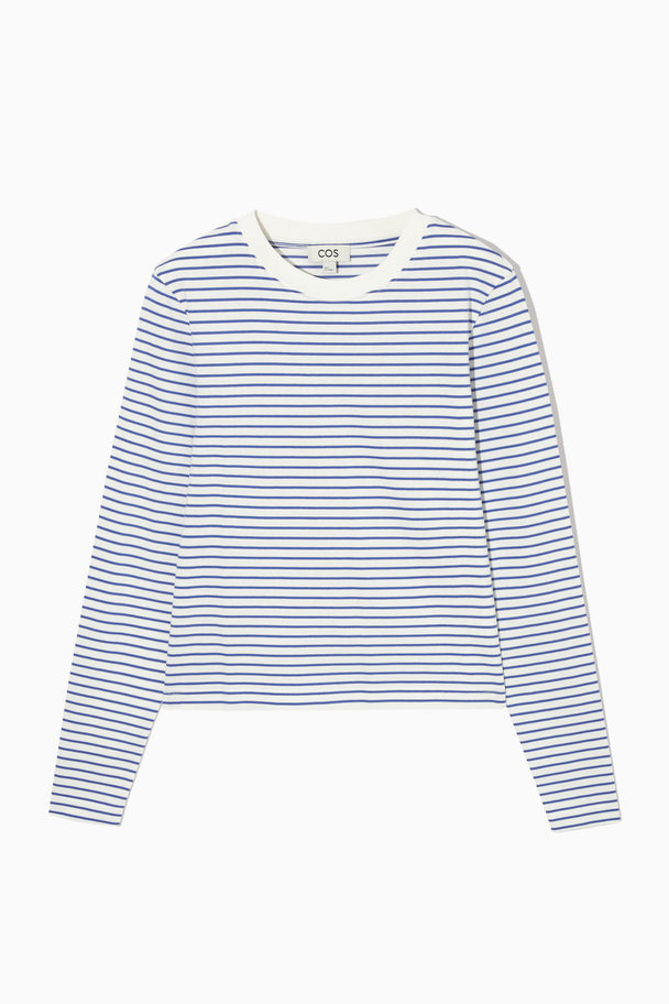 COS Slim-fit Heavyweight Long-sleeved T-shirt White / Blue