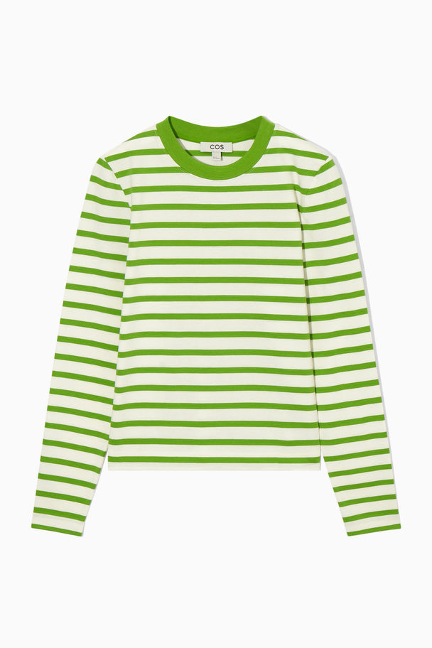 COS Regular-fit Heavyweight Long-sleeved T-shirt Green / Striped