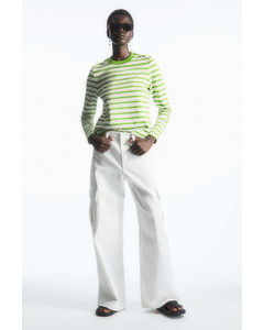 Regular-fit Heavyweight Long-sleeved T-shirt Green / Striped
