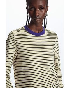 Slim-fit Heavyweight Long-sleeved T-shirt Cream / Black / Striped