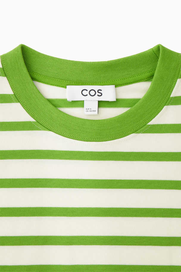 COS Regular-fit Heavyweight Long-sleeved T-shirt Green / Striped