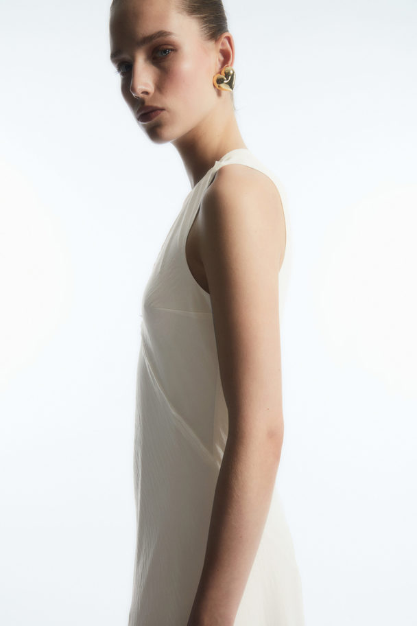 COS Floaty Asymmetric Midi Dress Off-white