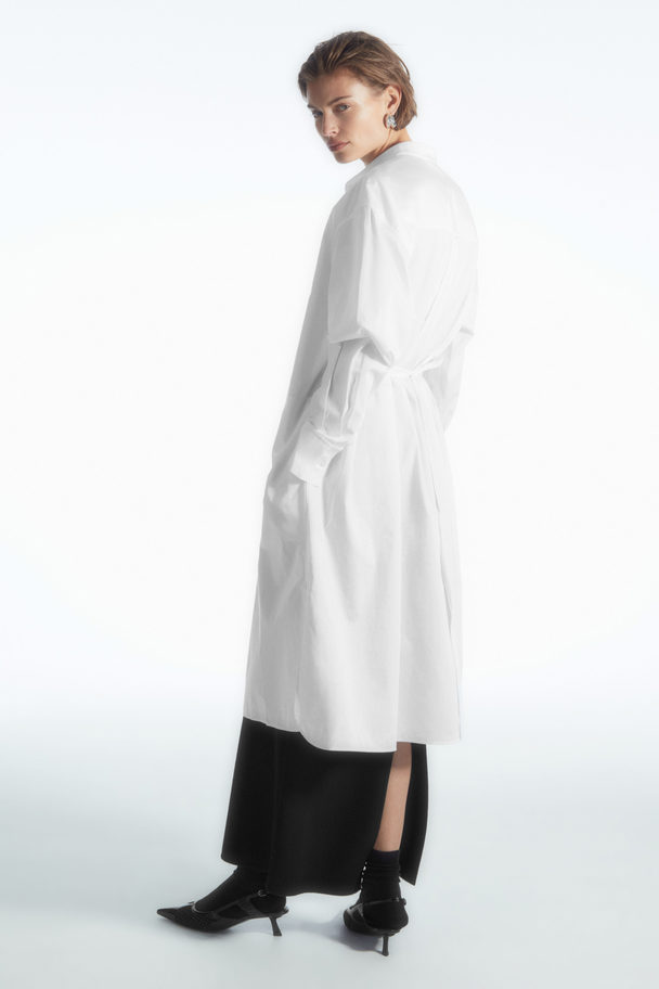 COS Oversized Grandad-collar Shirt Dress White