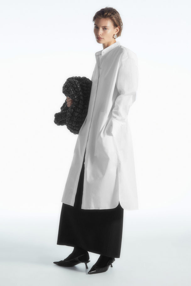 COS Oversized Grandad-collar Shirt Dress White