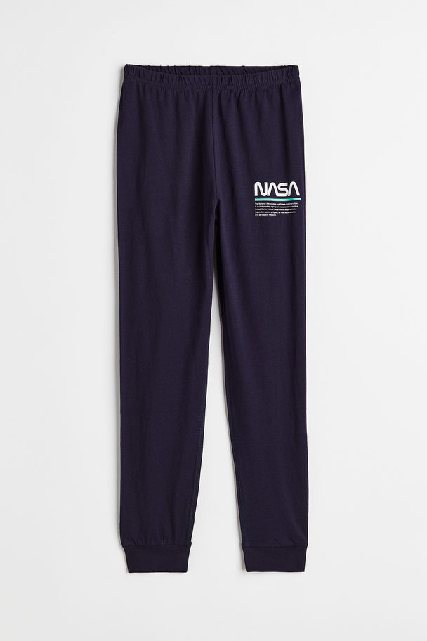 H&M Tricot Pyjamabroek Donkerblauw/nasa