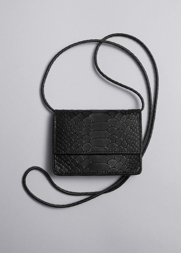 & Other Stories Mini Leather Pouch Black