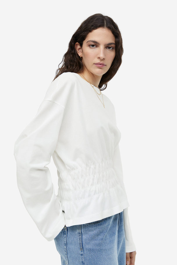 H&M Smock-waisted Top White