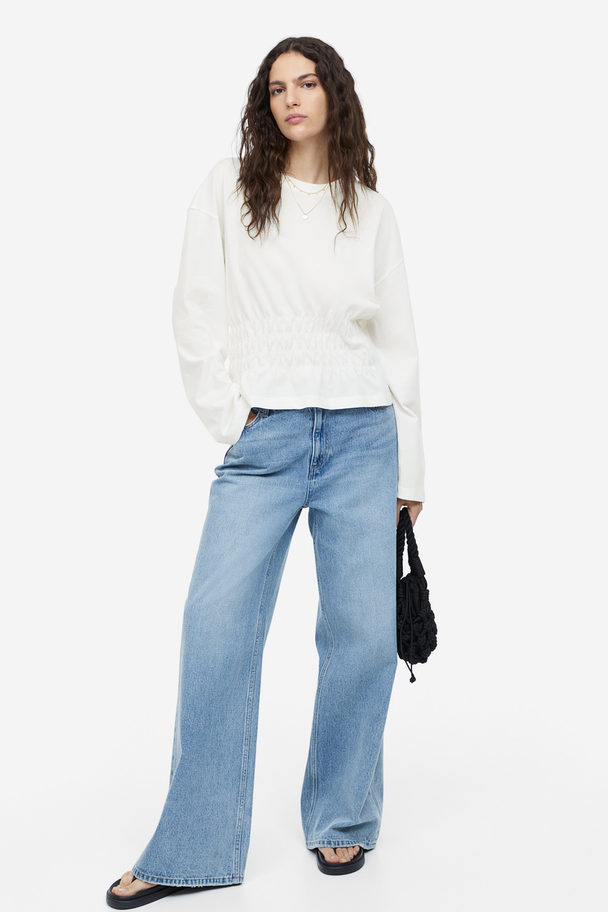 H&M Smock-waisted Top White