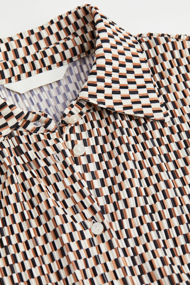 H&M Strukturmönstrad Skjorta I Trikå Beige/mönstrad