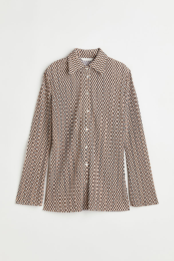 H&M Textured Jersey Shirt Beige/patterned