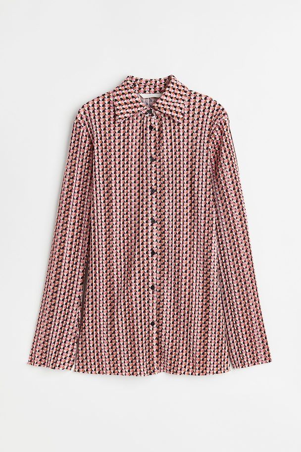 H&M Strukturvævet Jerseyskjorte Sort/mønstret