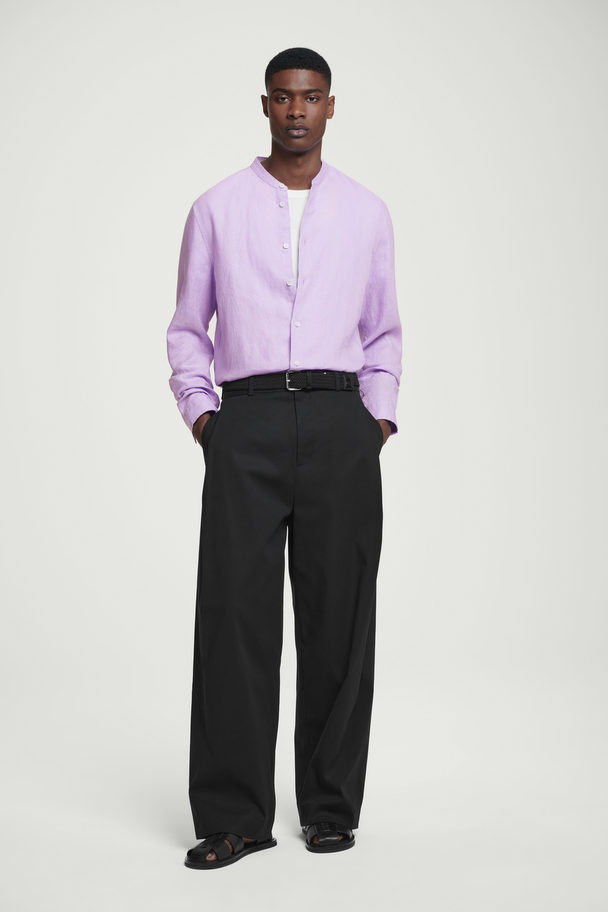 COS Oversized Grandad-collar Linen Shirt Lilac