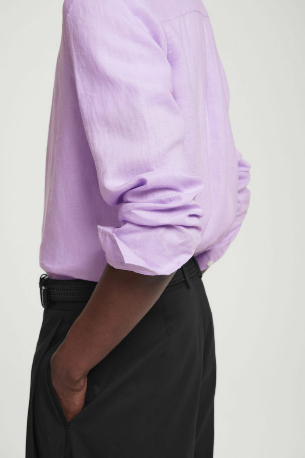 COS Oversized Grandad-collar Linen Shirt Lilac