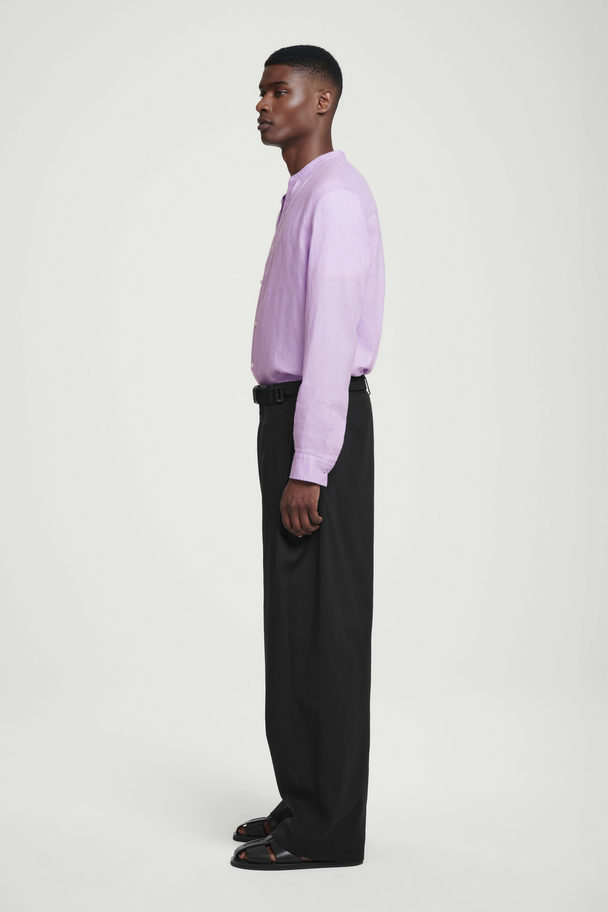 COS Oversized Grandad-collar Linen Shirt Lilac