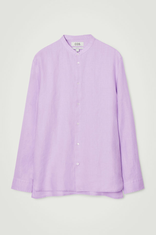 COS Oversized Grandad-collar Linen Shirt Lilac