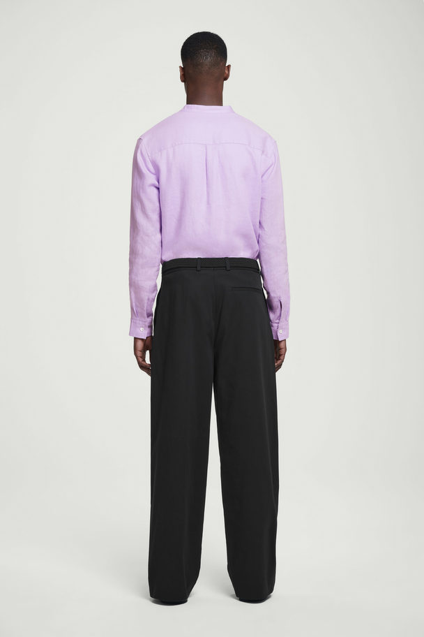 COS Oversized Grandad-collar Linen Shirt Lilac