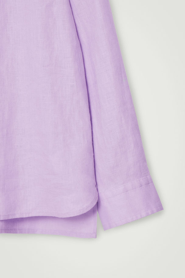 COS Oversized Grandad-collar Linen Shirt Lilac