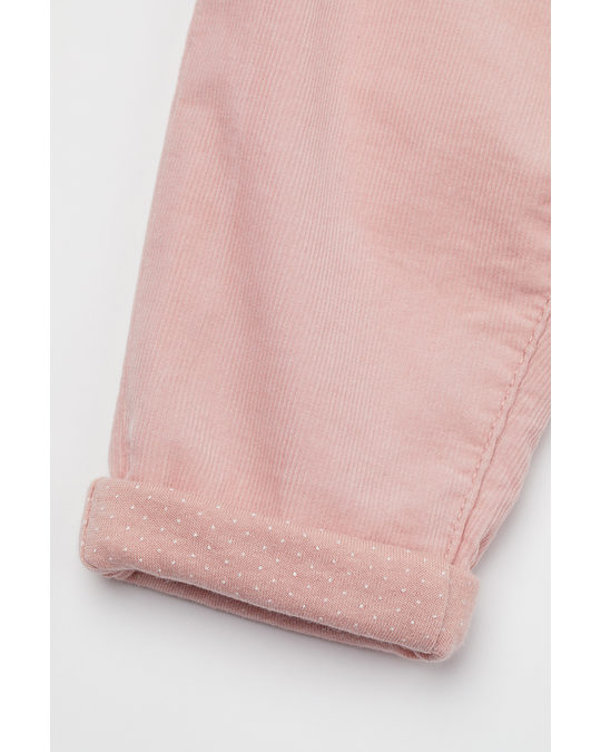 H&M Lined Corduroy Trousers Light Pink