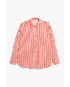 Red Stripe Oversized Cotton Shirt Red & White Stripes