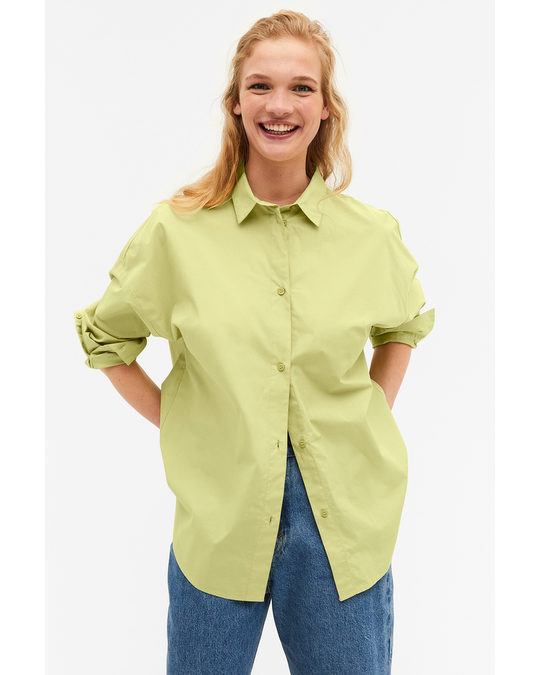 Monki Light Green Oversized Cotton Shirt Light Green