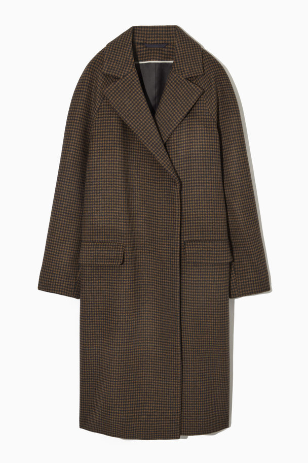 COS Houndstooth Wool-blend Coat  Brown / Houndstooth