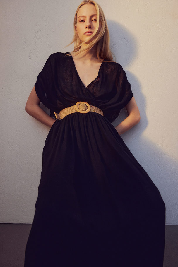 H&M Kleid mit Gürtel Schwarz