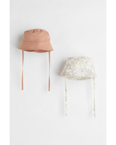 2-pack Cotton Sun Hats Light Beige/tie-dye