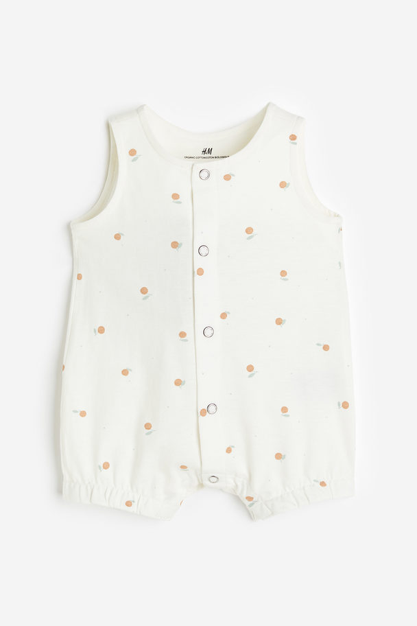 H&M Patterned Romper Suit Cream/peaches