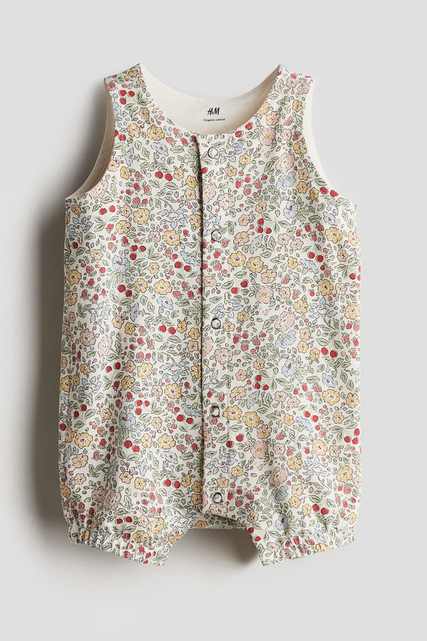 H&M Patterned Romper Suit White/floral