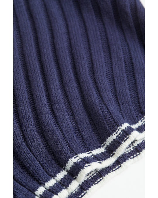 H&M Rib-knit Shorts Dark Blue