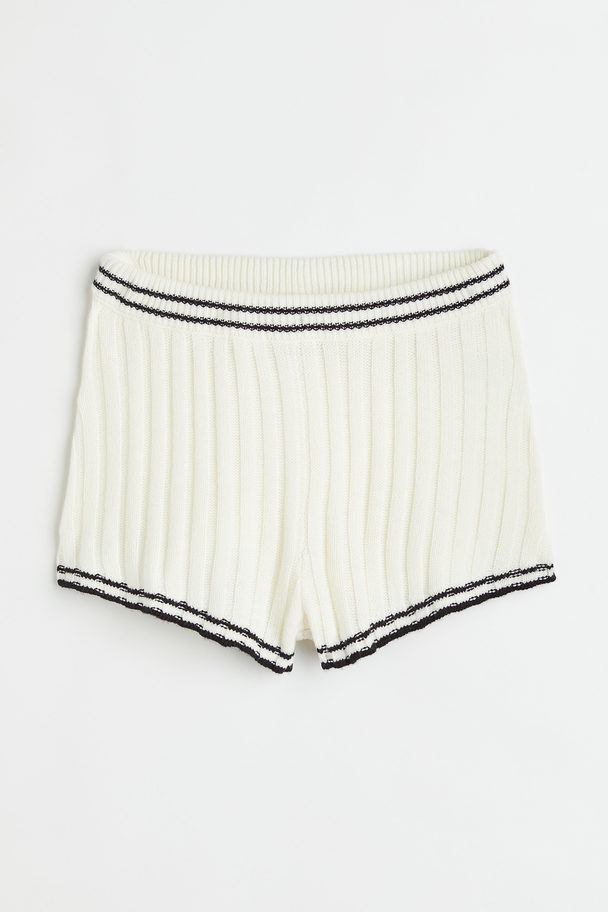 H&M Shorts in Rippenstrick Weiß