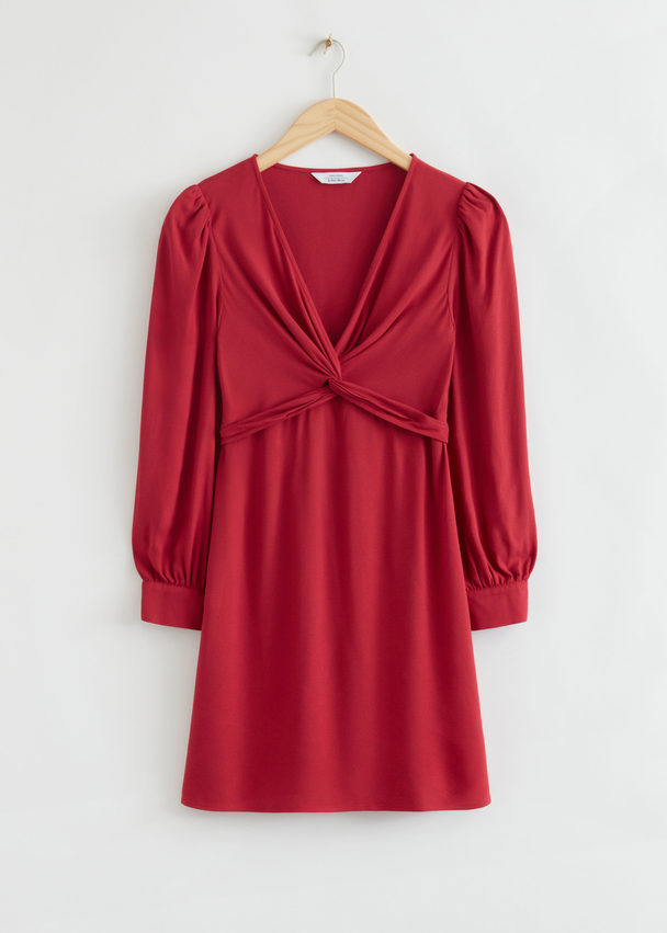 & Other Stories Twisted Front Mini Dress Red