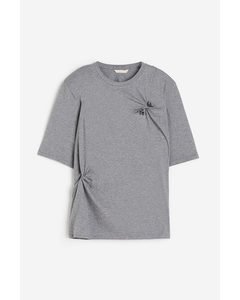 Twist-detail Top Grey Marl