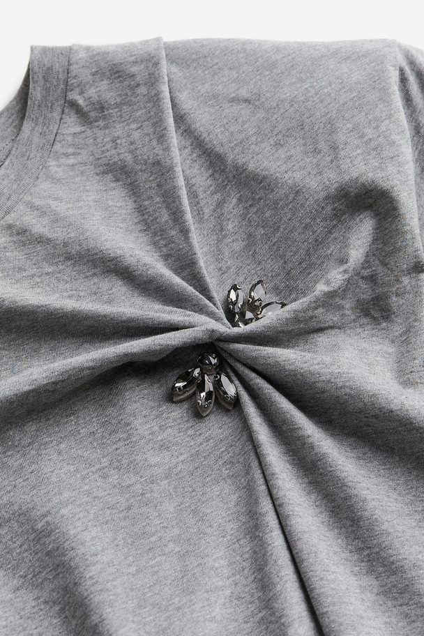 H&M Twist-detail Top Grey Marl
