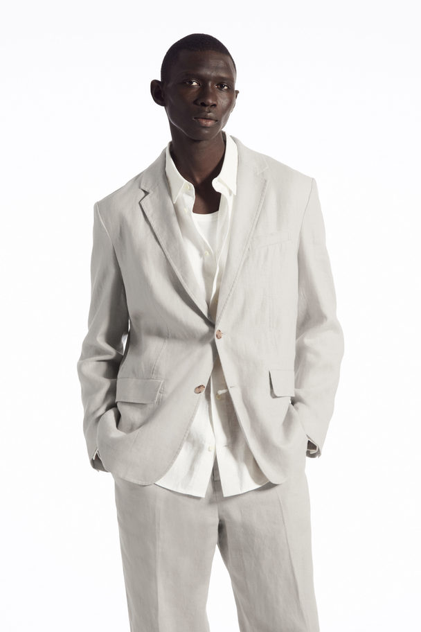 COS Unstructured Linen Blazer - Regular Stone