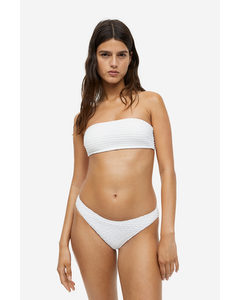 Wattiertes Bandeau-Bikinitop Weiß